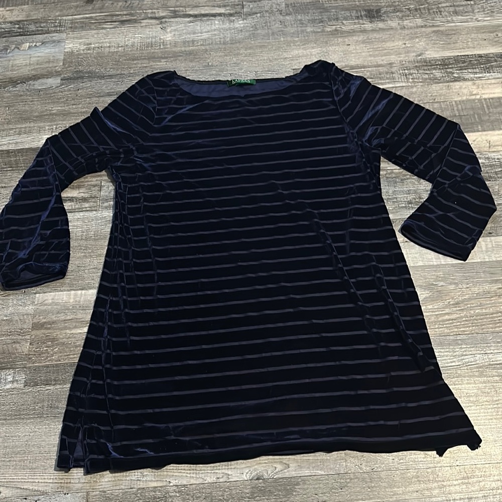 Lauren Ralph Lauren Purple Velvet Striped Tunic
